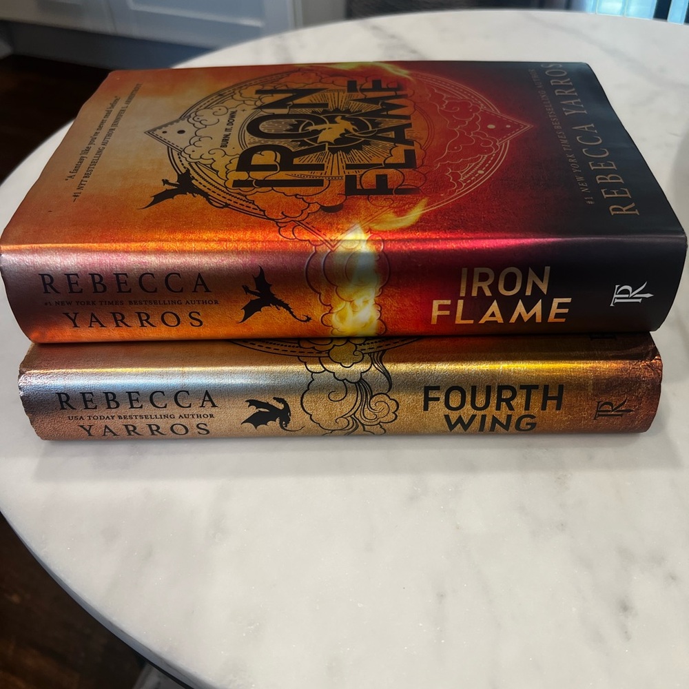 FIRST EDITION Fourth Wing & Iron Flame by Rebecca Yarros. sprayed edges